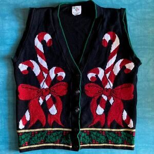 Vintage Christmas sweater vest candy cane size large